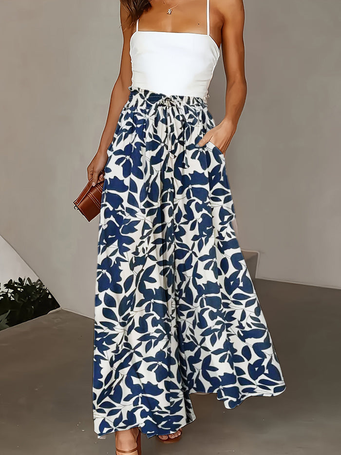 "Pantalon Femme Grande Taille – Taille Paper Bag, Jambe Large, Ceinture à Nouer, Poches, Look Élégant