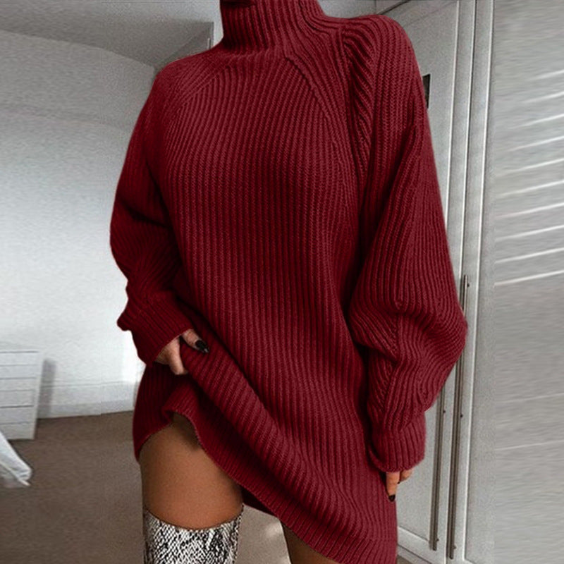 Pull Robe Femme Col Roulé – Chaud, Long, Style Hiver