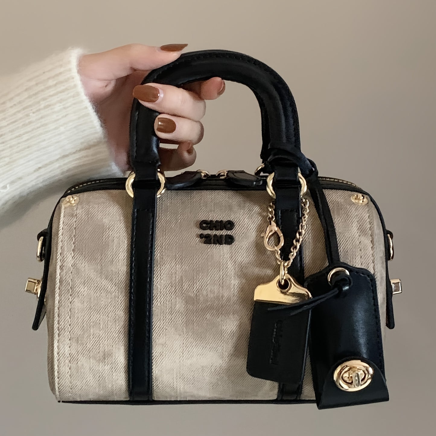 👜 LS SHOP – Sac à Main Beige Élégant pour Femme – Zippé, Bandoulière Amovible & Chic