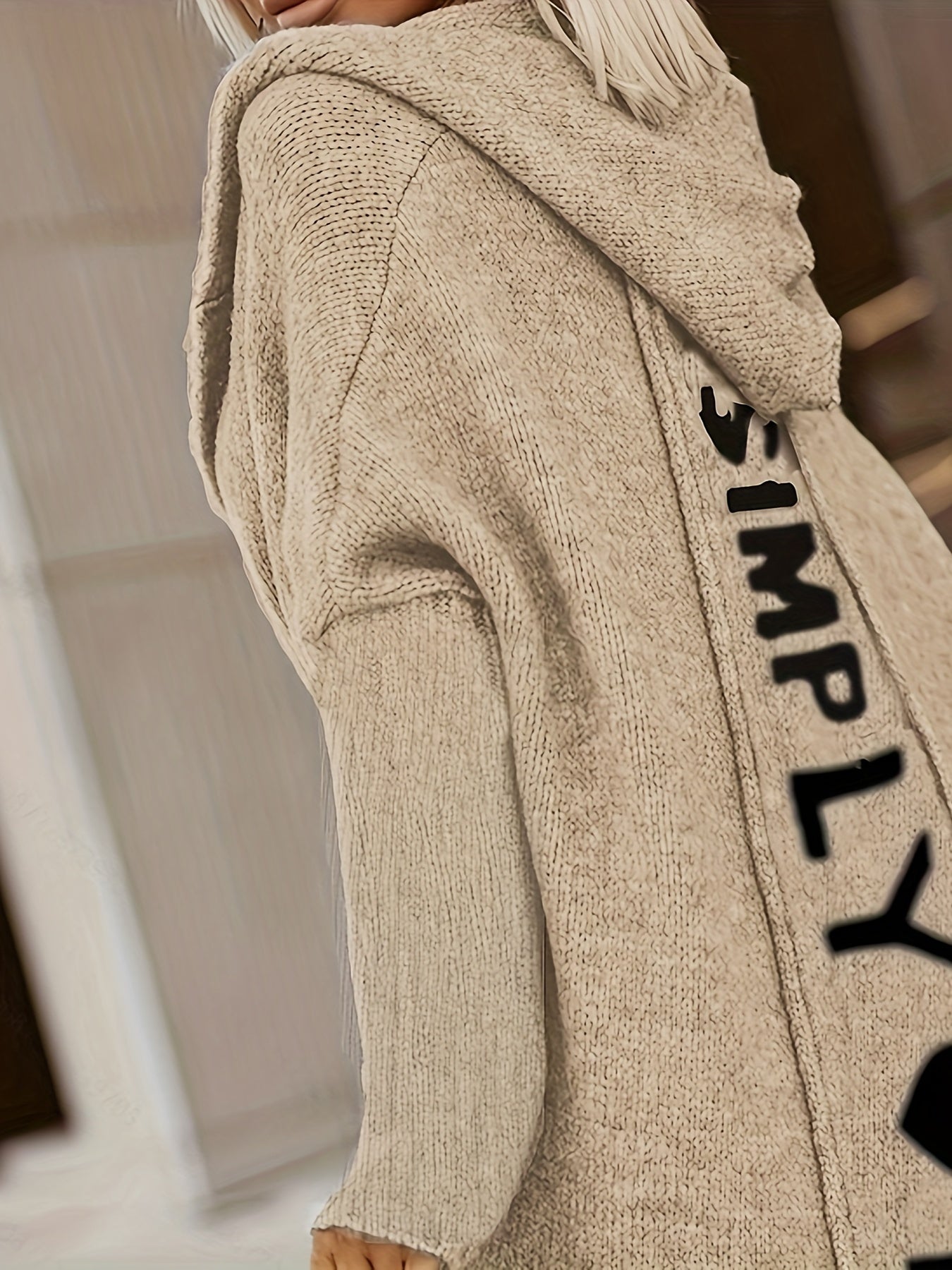 LS SHOP – Gilet à Capuche Décontracté pour Femme | Col V, Motif Lettres, Manches Longues Automne/Hiver