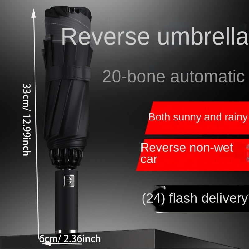 🌂 LS SHOP – Parapluie Réversible Automatique Compact Bleu Saphir – Imperméable, Protection UV, Design Pliant Élégant avec Double Armature et Système de Verrouillage Sécurisé pour le Soleil et la Pluie