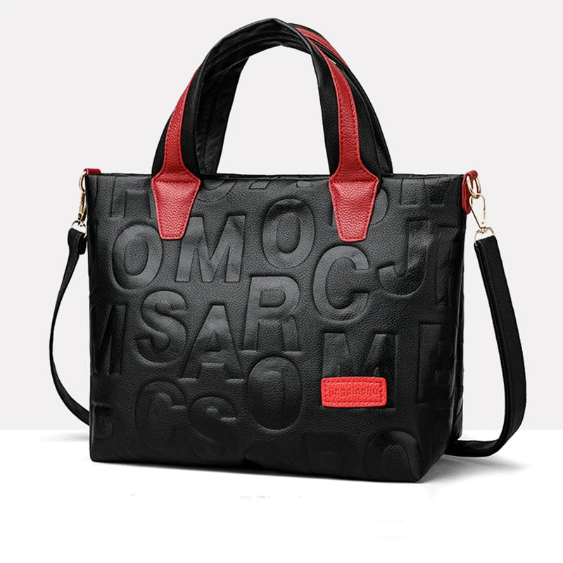 Sac à Main pour Femmes – Grande Capacité, PU Cuir avec Lettre Gravée, Bandoulière Style Designer, Sac à Épaule et Crossbody