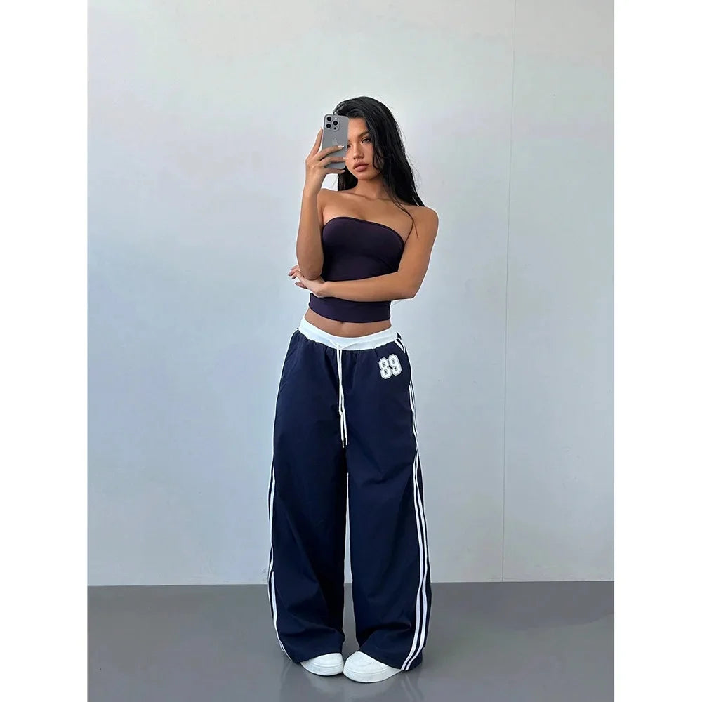 🌟 Pantalon Street Style Femme – Loose, Rayé & Color Block, Confort Maxi 🌟
