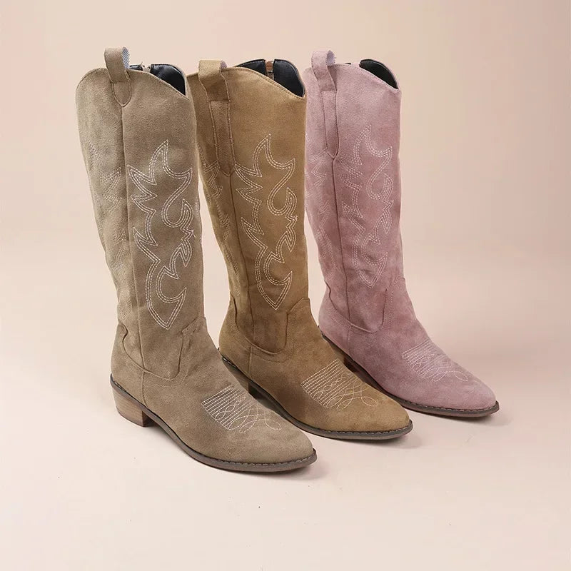 ✨ Bottes Western Femme – Style Cowboy à Talon Épais & Bout Pointu