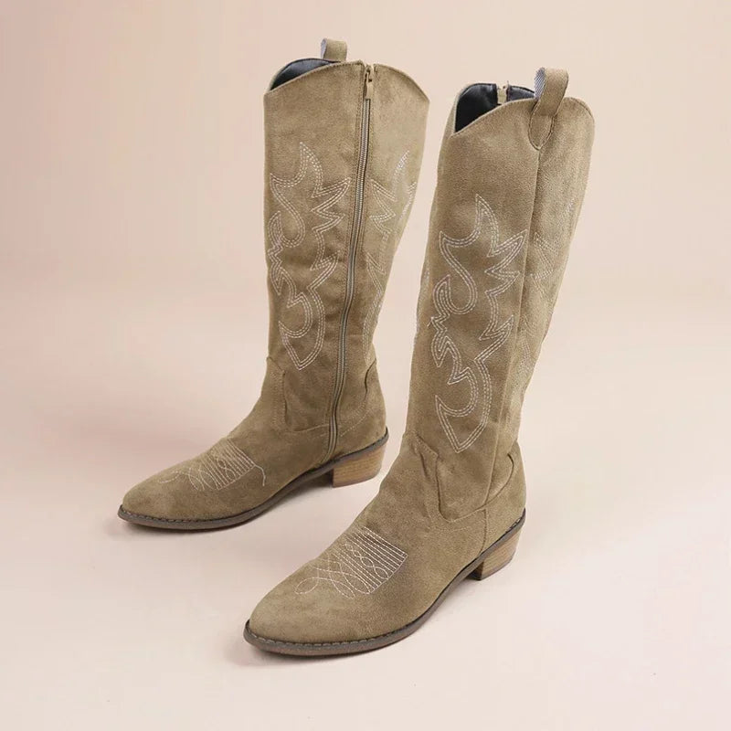 ✨ Bottes Western Femme – Style Cowboy à Talon Épais & Bout Pointu