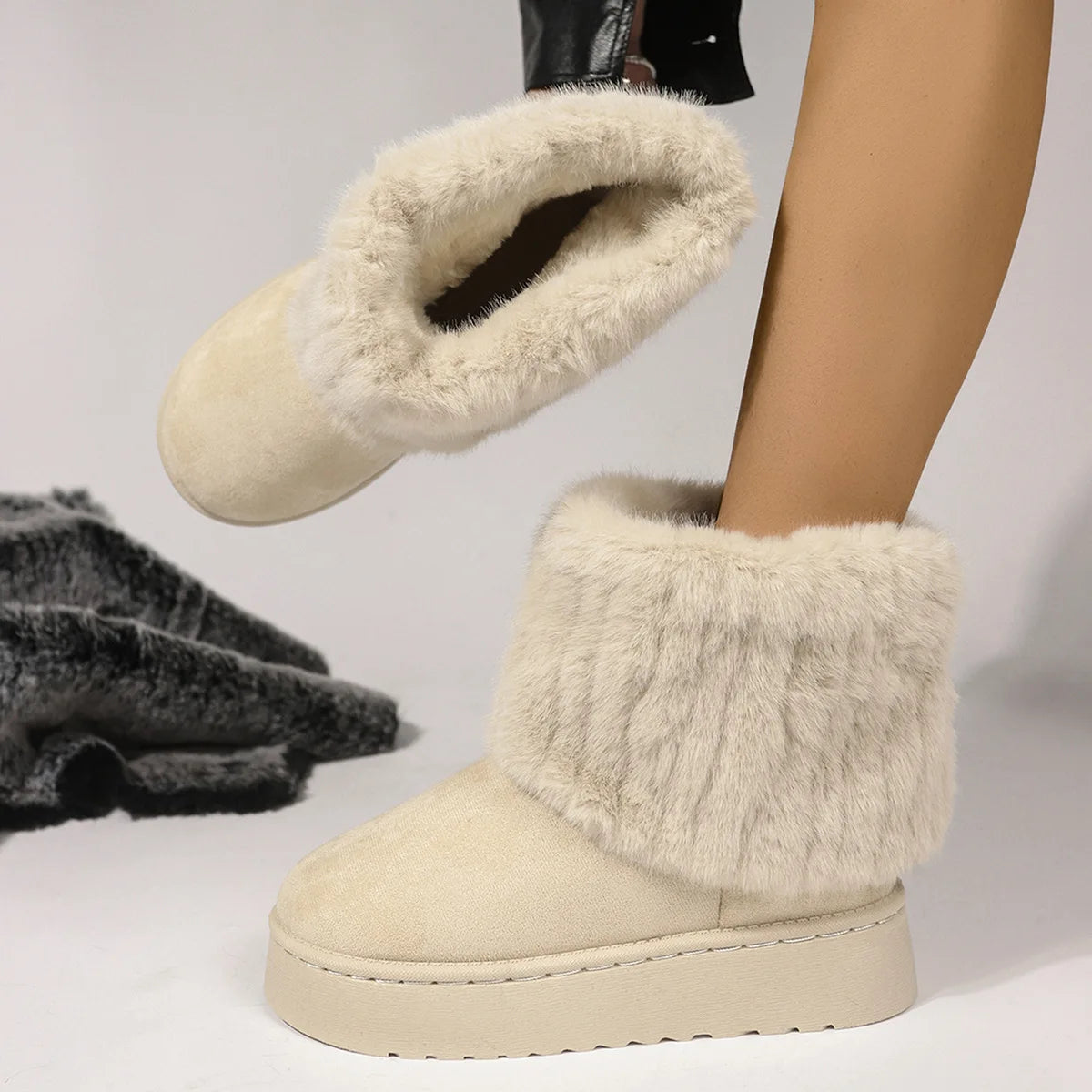 ✨ LS Shop : Bottines Hiver Chaudes – Bout Rond, Confort Maxi & Look Stylé ❄️🖤