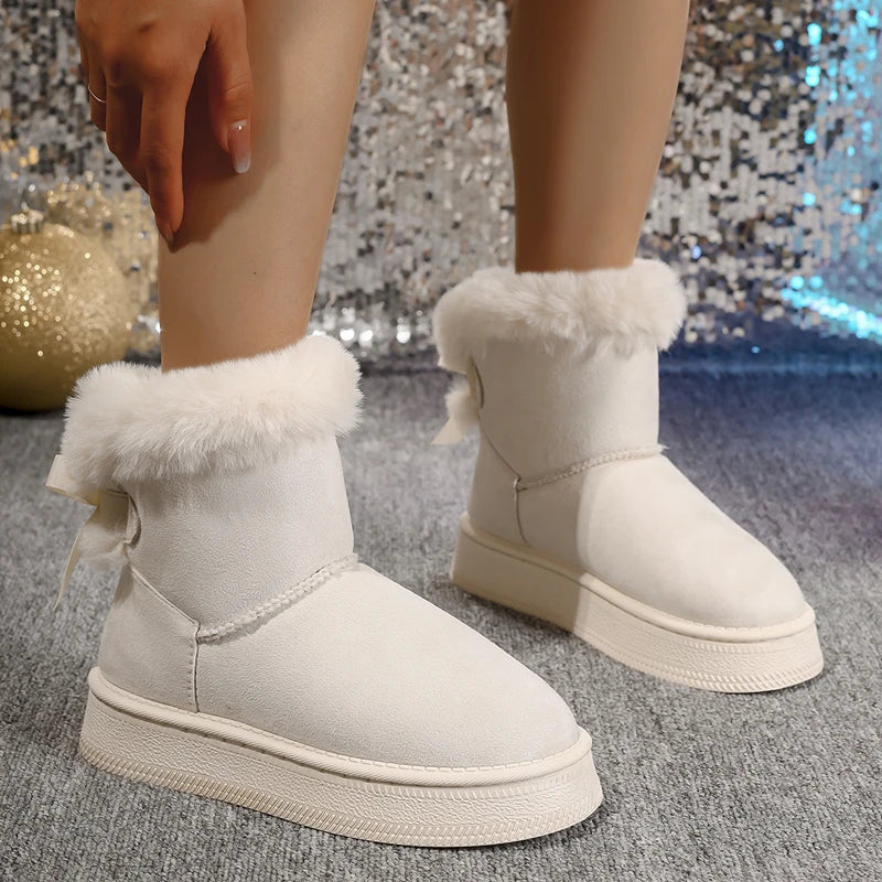 ❄️ LS Shop : Bottines Hiver Élégantes – Noeud Tendance & Douceur Ultra Confort 🖤✨