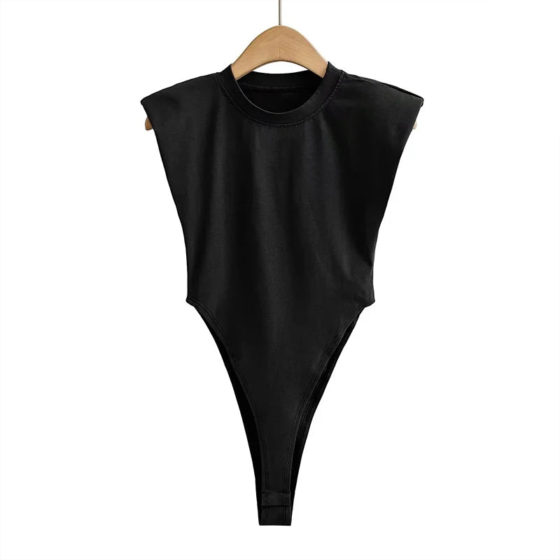 "Body sexy femme – été, une pièce, bodycon ajusté, épaules rembourrées, sans manches, noir ou blanc" ✅