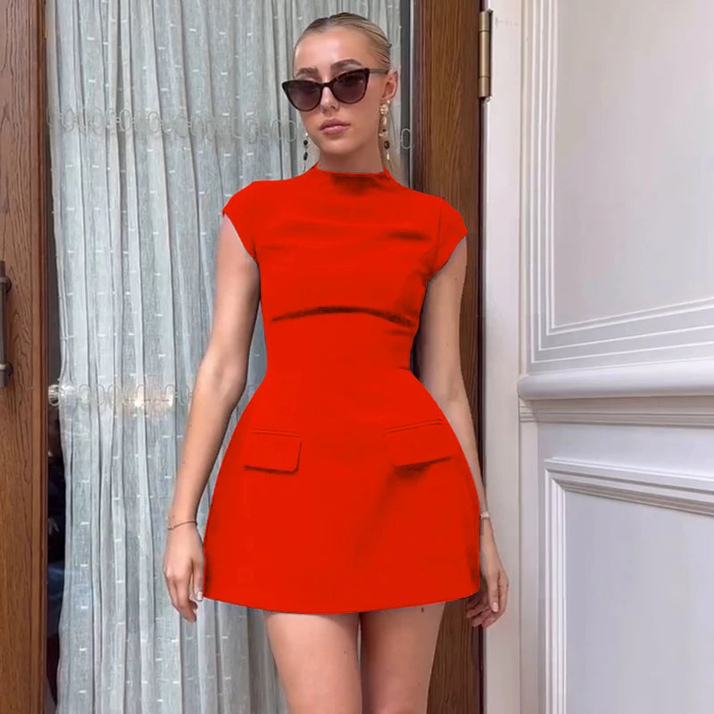 Robe Courte Femme LS SHOP – A-Line, Manches Courtes, Élégante et Sexy