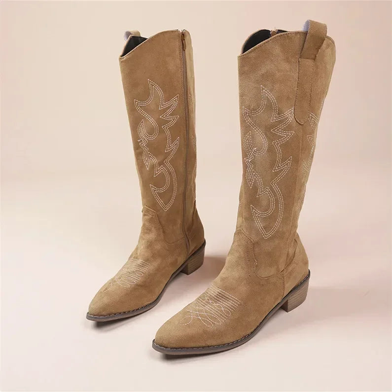 ✨ Bottes Western Femme – Style Cowboy à Talon Épais & Bout Pointu