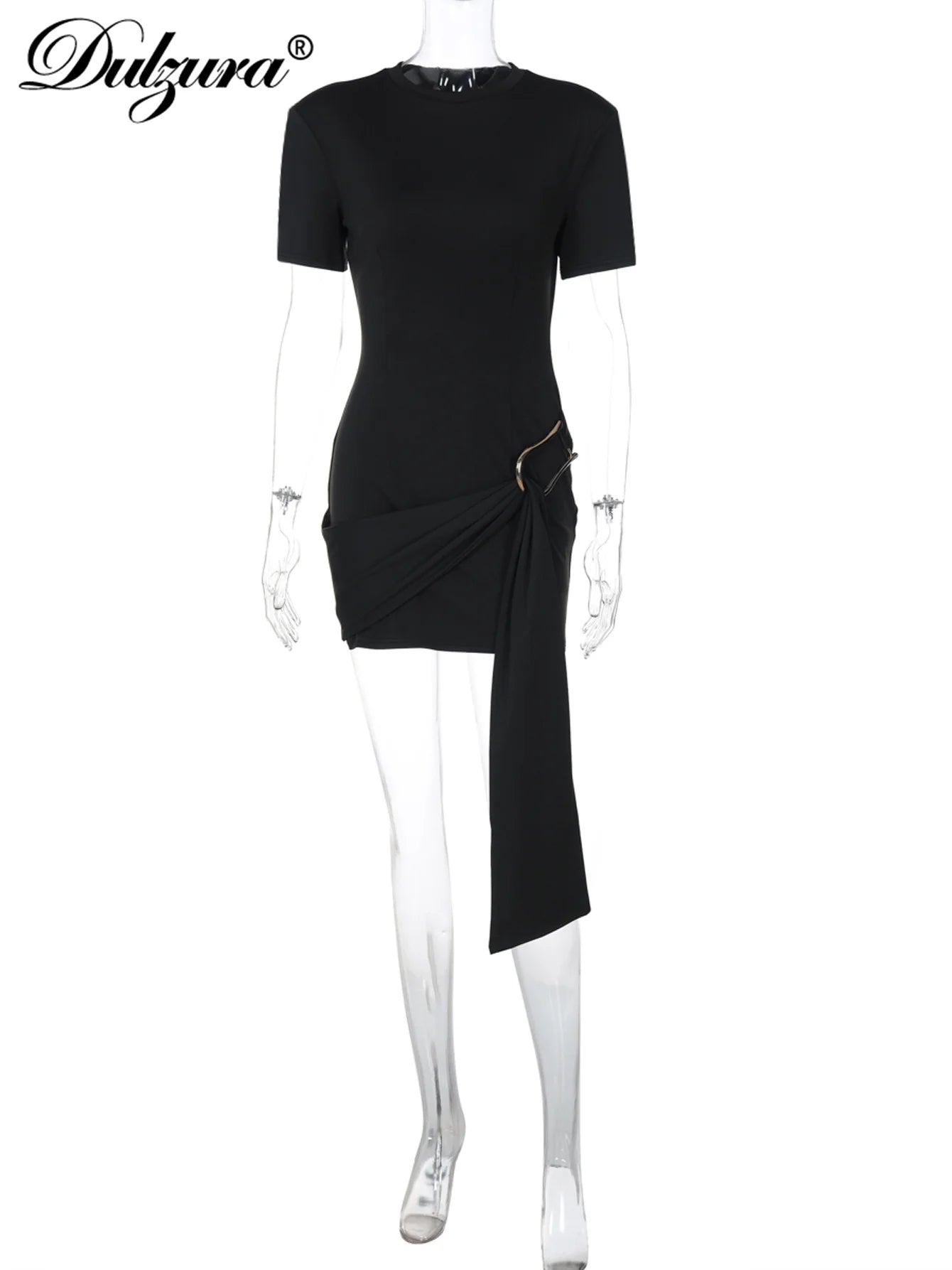Robe Courte Femme LS SHOP – Bodycon, Manches Courtes, Col Rond, Chic et Sexy