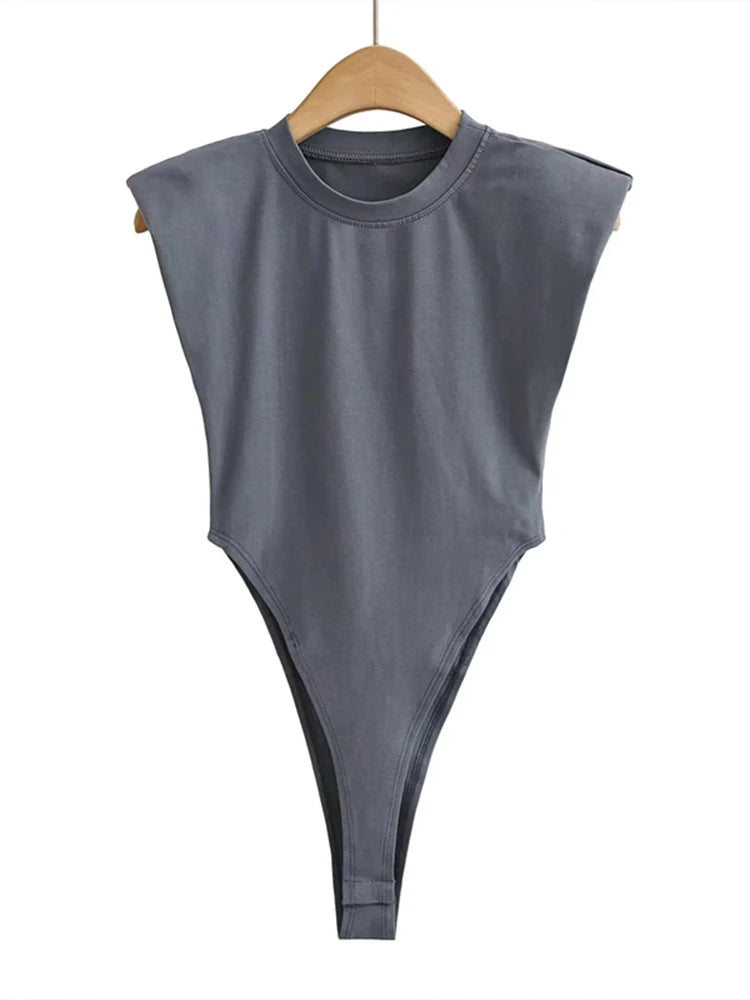 "Body sexy femme – été, une pièce, bodycon ajusté, épaules rembourrées, sans manches, noir ou blanc" ✅