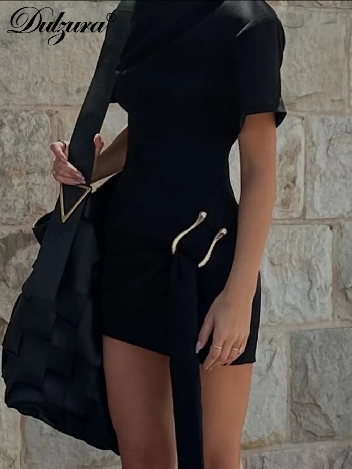 Robe Courte Femme LS SHOP – Bodycon, Manches Courtes, Col Rond, Chic et Sexy