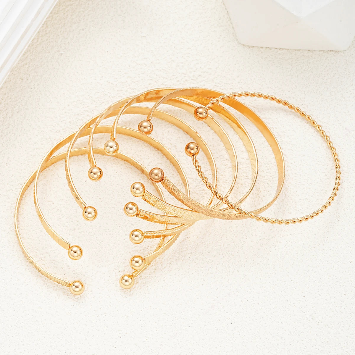 Lot de 7 Bracelets Punk – Femme Doré