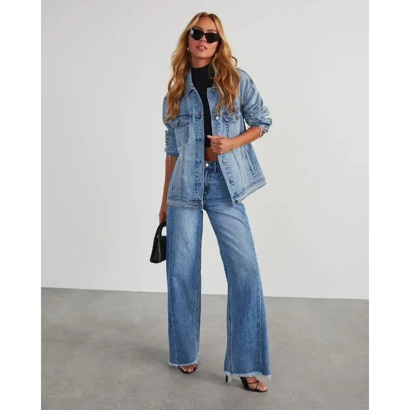 Adoptez un look décontracté et moderne avec ce jean femme coupe large