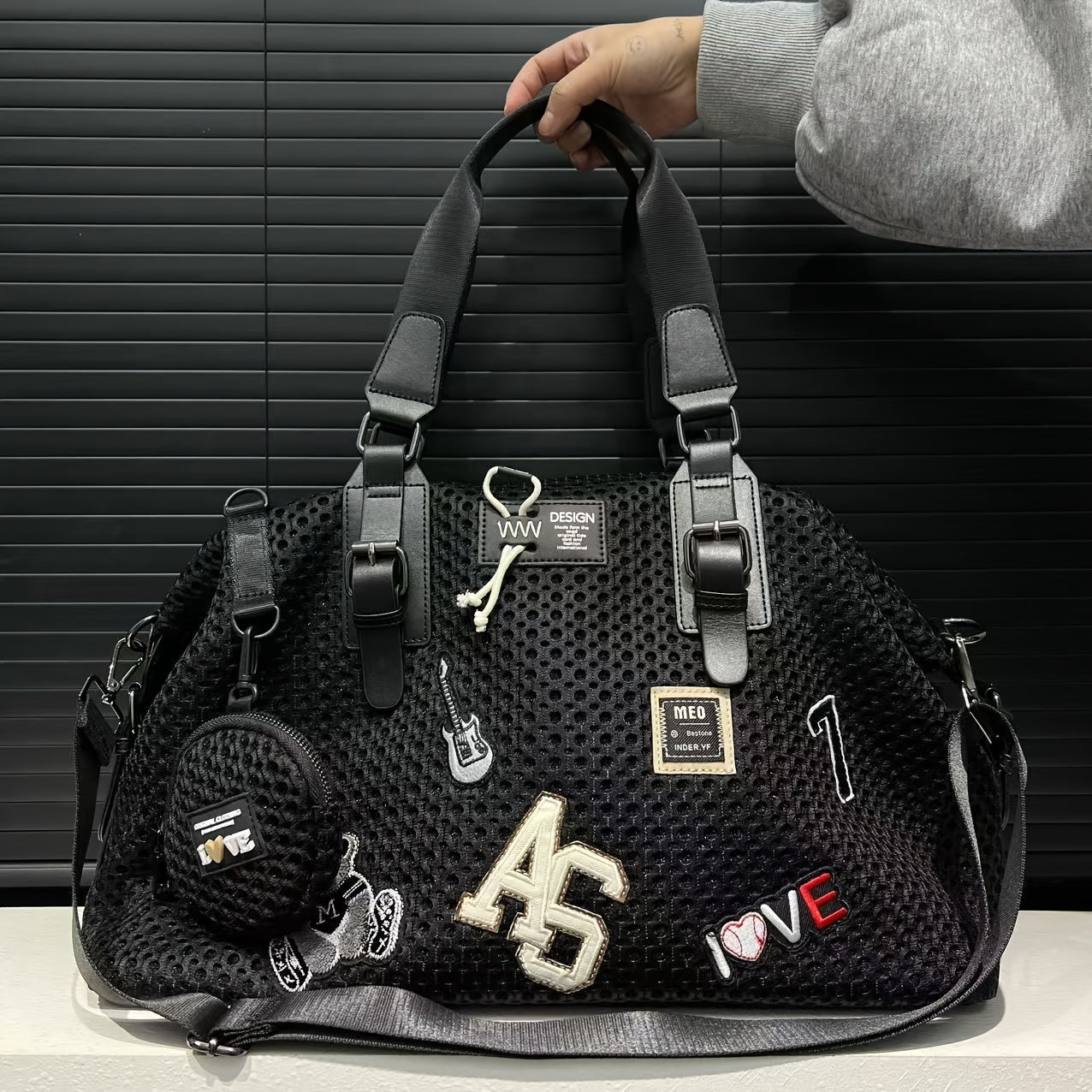 👜 LS SHOP – Sac Cabas XXL en Nylon Noir avec Teddy Bear – Tendance, Ultra-Pratique & Idéal Voyages ✨