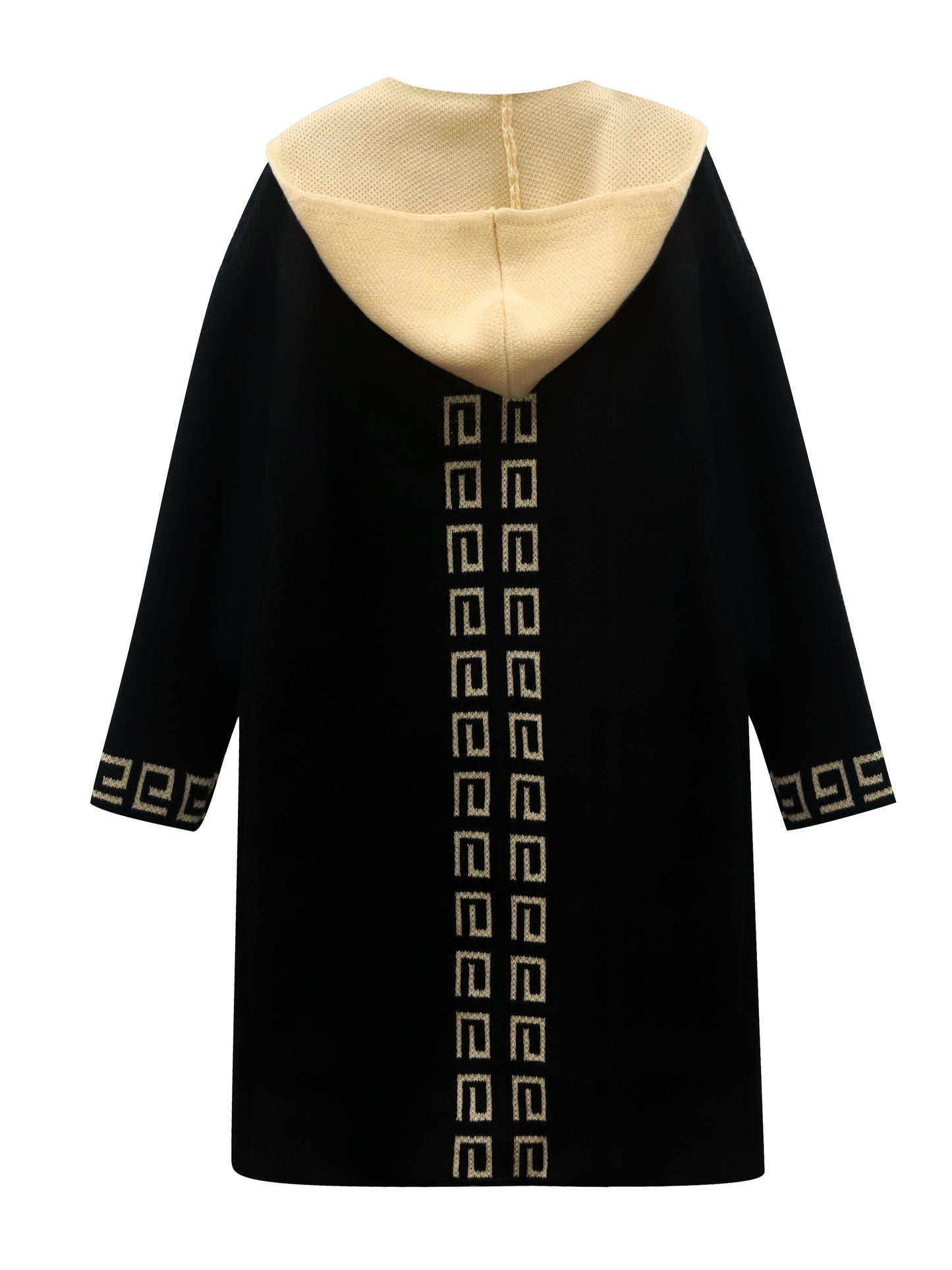 LS SHOP – Cardigan à Capuche Ouvert Motif Géométrique, Chic & Confort
