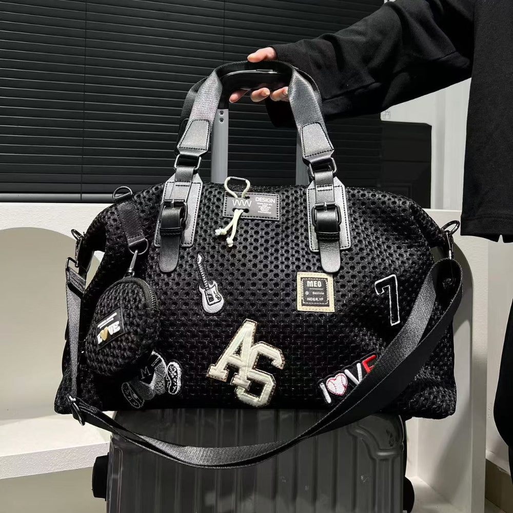 👜 LS SHOP – Sac Cabas XXL en Nylon Noir avec Teddy Bear – Tendance, Ultra-Pratique & Idéal Voyages ✨