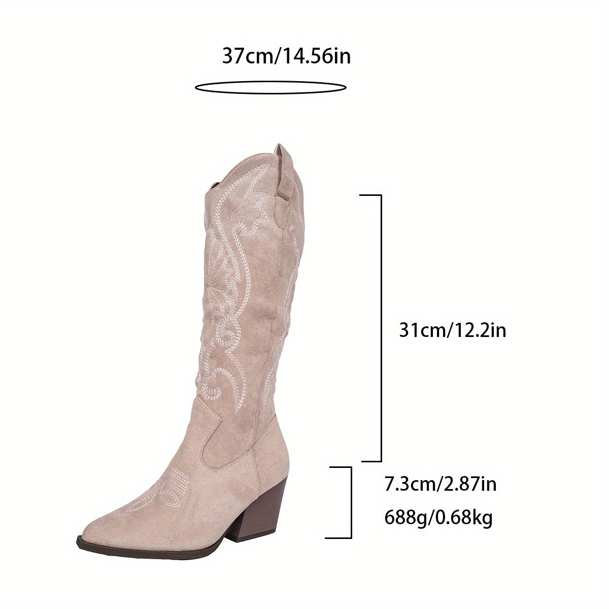 Bottes Western Femme – Style Cowgirl Beige, Talon Chunky & Confort 4 Saisons 🤠👢