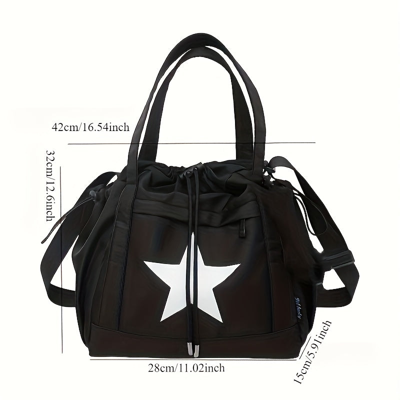 « LS-SHOP ⭐ Sac à Cordon Femme – Grand Format, Léger, Motif Étoiles | Sac à Épaule Casual & Voyage | ls-shop-sac-etoiles »