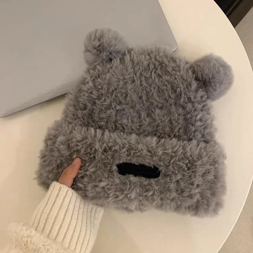 🧸❄️ LS Shop : Bonnet Hiver Femme – Oreilles d’Ours, Doux & Chaud 🖤✨