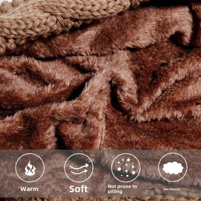 « LS-SHOP ❄️ Bonnet Femme Tricoté avec Écharpe Intégrée & 3 Pompons – Doublure Polaire Chaude, Protection Oreilles Hiver | ls-shop-bonnet-femme »