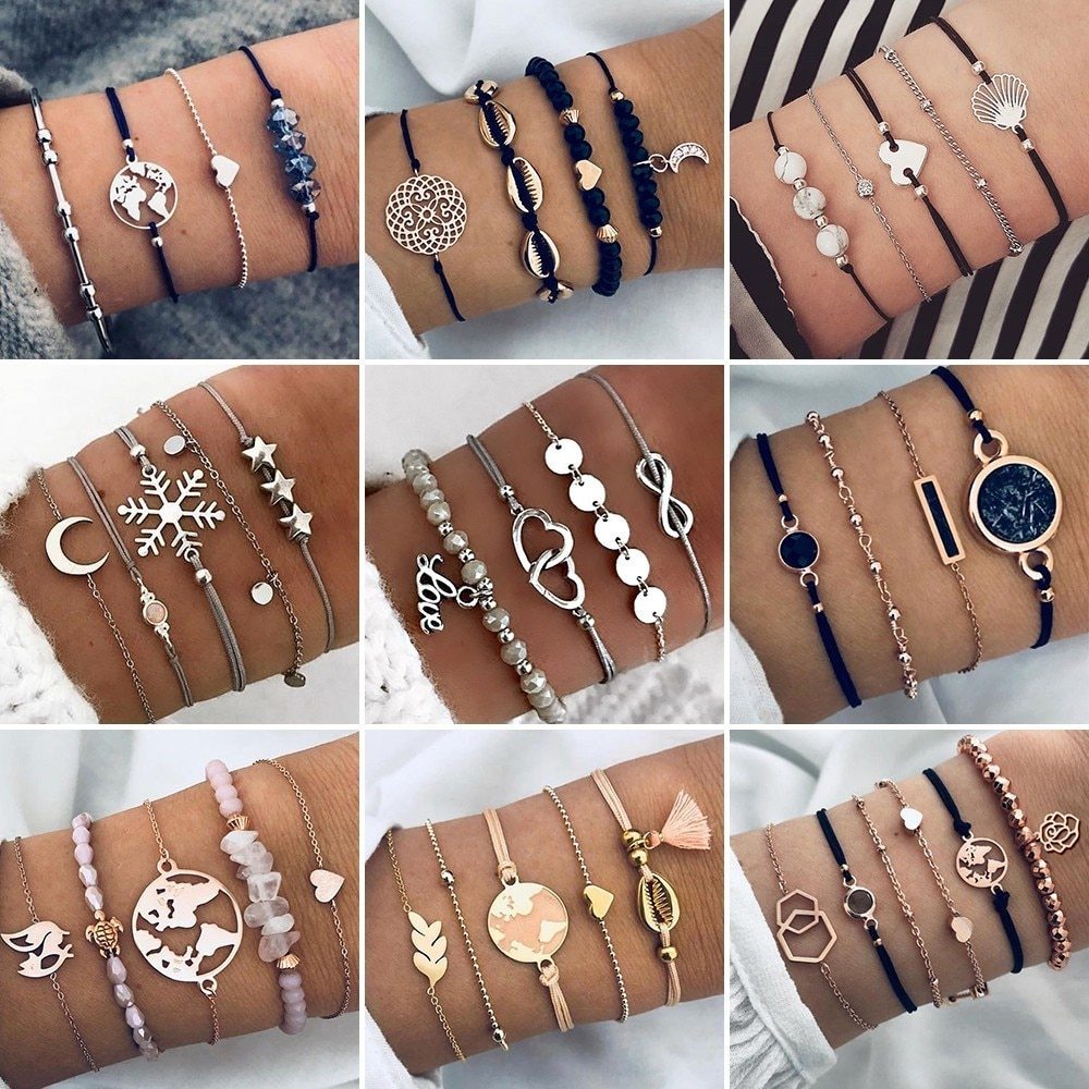 "Bracelets & Bangles Bohème Femme – Ensemble Vintage Perles & Charms Boho"
