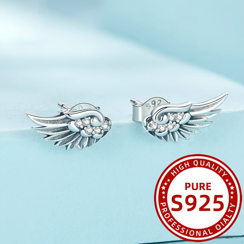 Boucles d’Oreilles Femme – Ailes d’Ange Argent 925 & Zircons Étincelants 👼✨