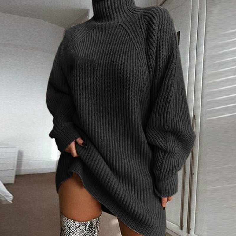 Pull Robe Femme Col Roulé – Chaud, Long, Style Hiver