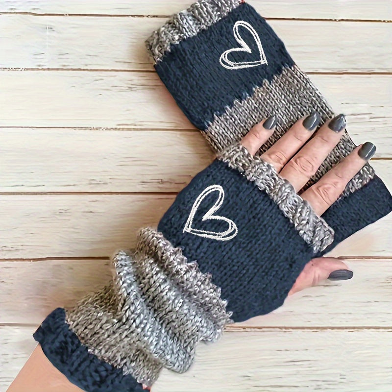 « LS-SHOP ❄️ Gants Femme Sans Doigts – Broderie Cœur, Couleurs Retro, Chauds & Fashion Automne/Hiver | ls-shop-gants-femme »