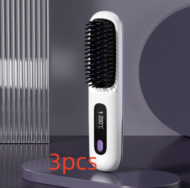 LS SHOP – Brosse Lissante et Boucleuse Sans Fil 2-en-1 | Chauffe Rapide, USB Portable