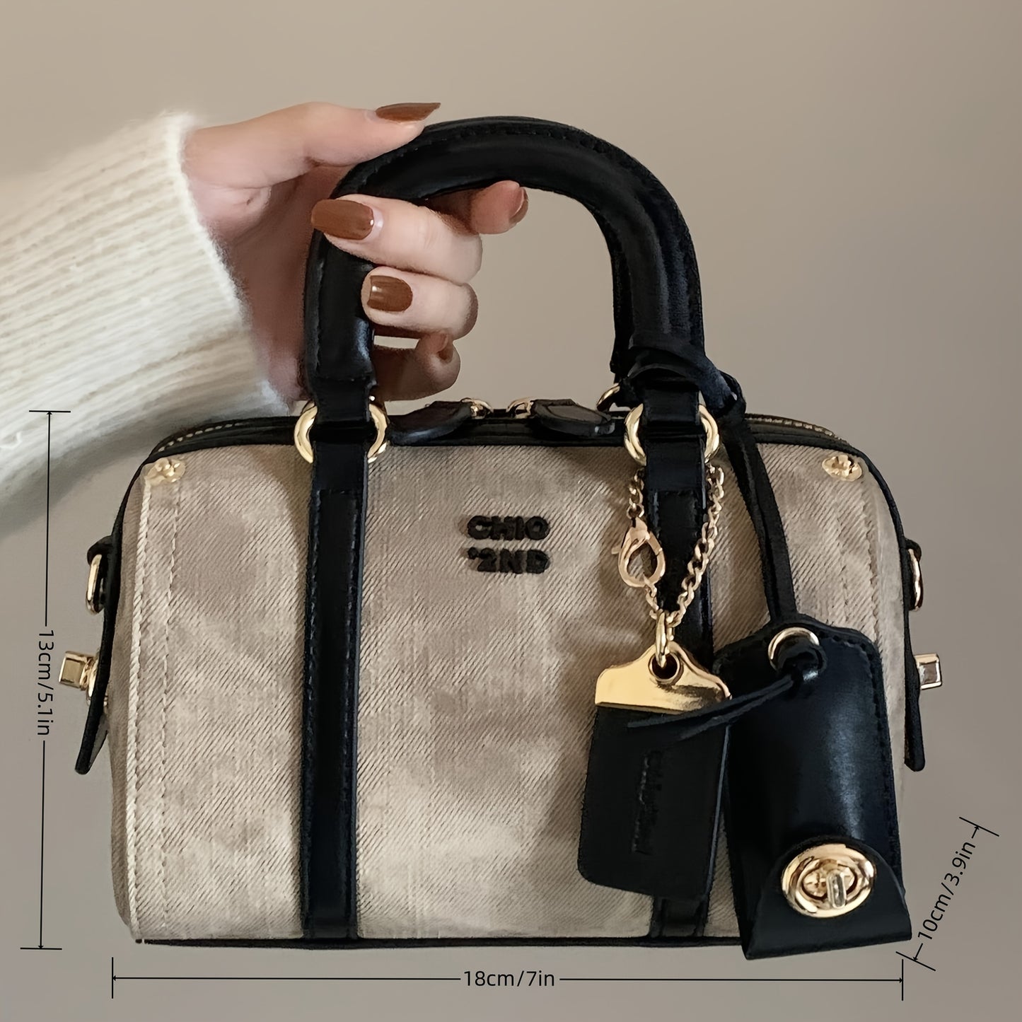 👜 LS SHOP – Sac à Main Beige Élégant pour Femme – Zippé, Bandoulière Amovible & Chic