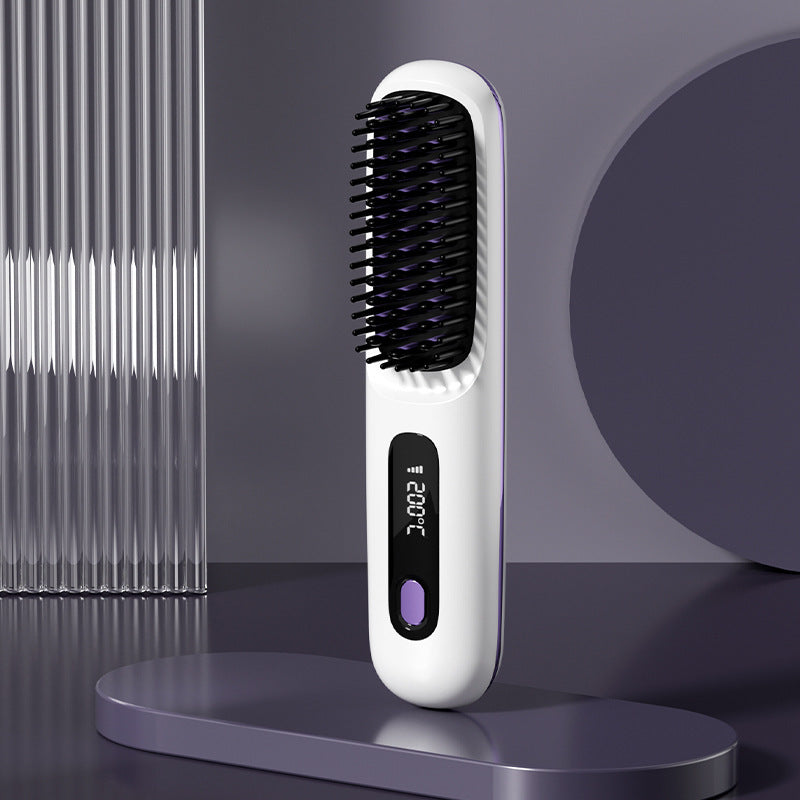 LS SHOP – Brosse Lissante et Boucleuse Sans Fil 2-en-1 | Chauffe Rapide, USB Portable