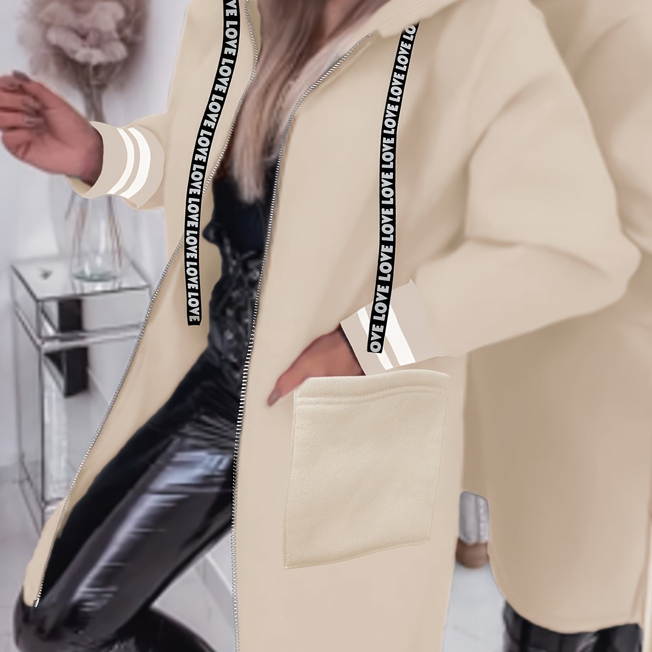 « LS-SHOP 🌿 Veste à Capuche Femme – Zip, Poches et Cordons | Casual Printemps/Automne | ls-shop-veste-capuche »
