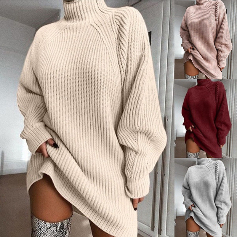 Pull Robe Femme Col Roulé – Chaud, Long, Style Hiver