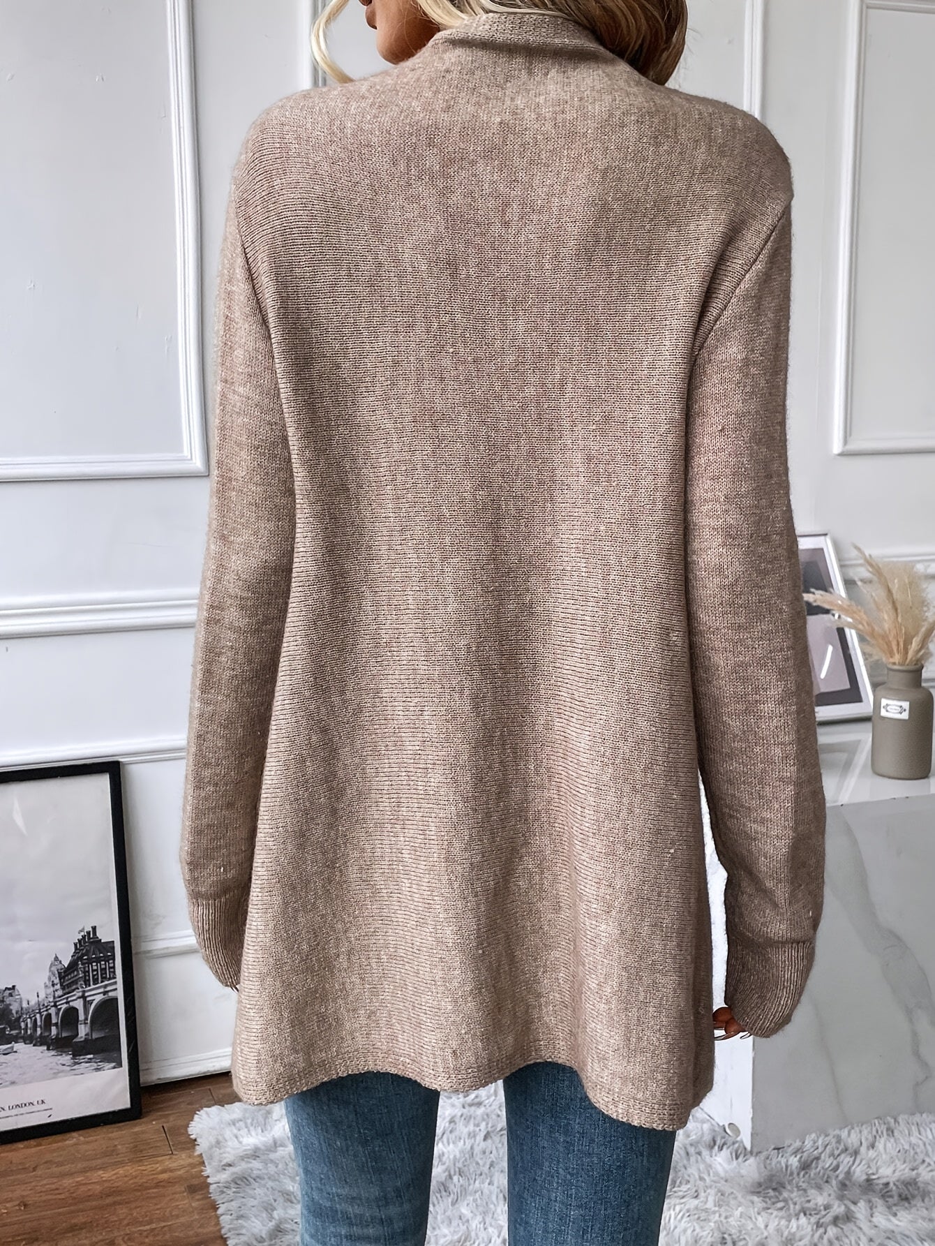 « LS-SHOP 🍂 Cardigan Femme Marron Élégant – Châle à Franges et Ourlet Volanté, Confortable Automne/Hiver | Style Casual & Cozy | ls-shop-cardigan-franges »