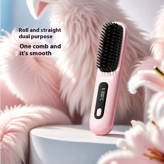LS SHOP – Brosse Lissante et Boucleuse Sans Fil 2-en-1 | Chauffe Rapide, USB Portable