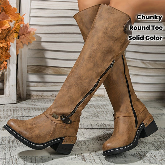 Bottes Femme Vintage – Longues, Zippées & Talon Chunky Ultra Stylé 🍂👢