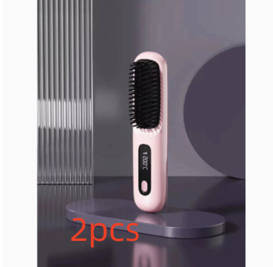 LS SHOP – Brosse Lissante et Boucleuse Sans Fil 2-en-1 | Chauffe Rapide, USB Portable