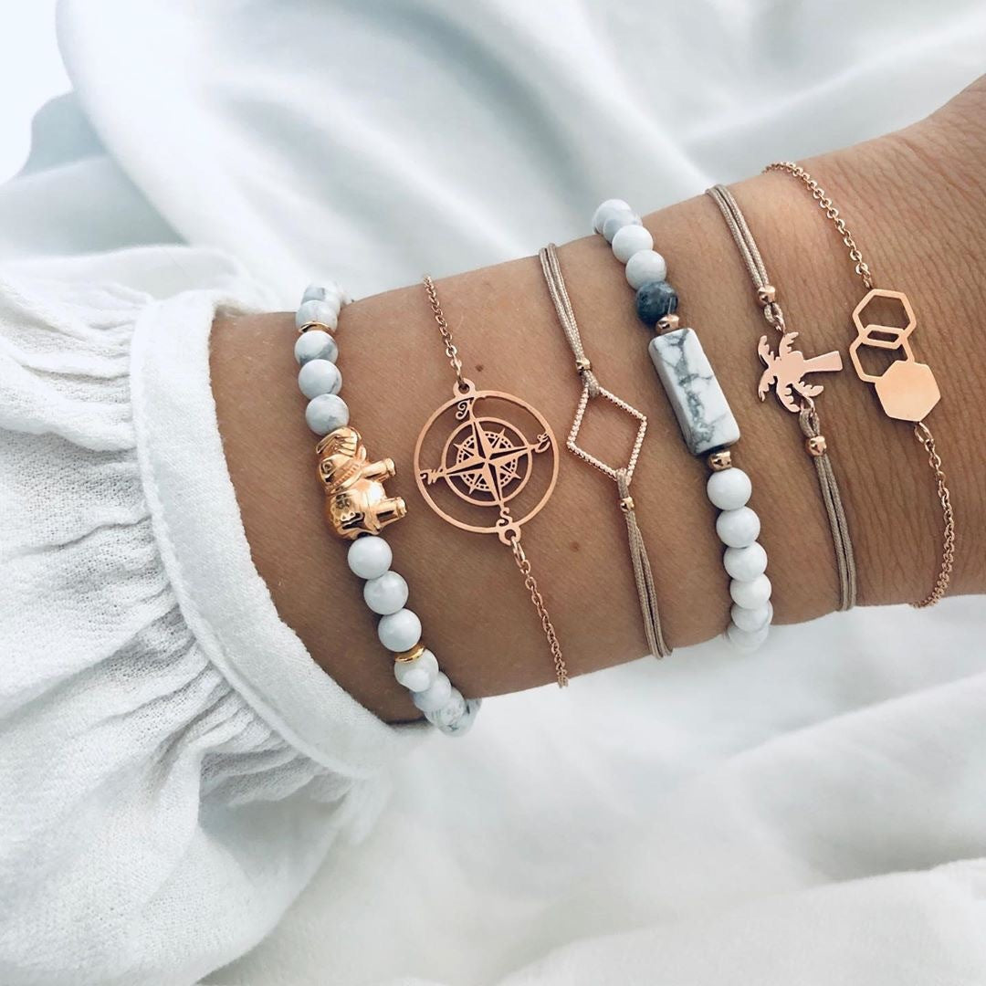 "Bracelets & Bangles Bohème Femme – Ensemble Vintage Perles & Charms Boho"