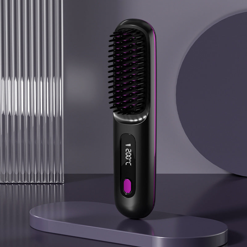 LS SHOP – Brosse Lissante et Boucleuse Sans Fil 2-en-1 | Chauffe Rapide, USB Portable