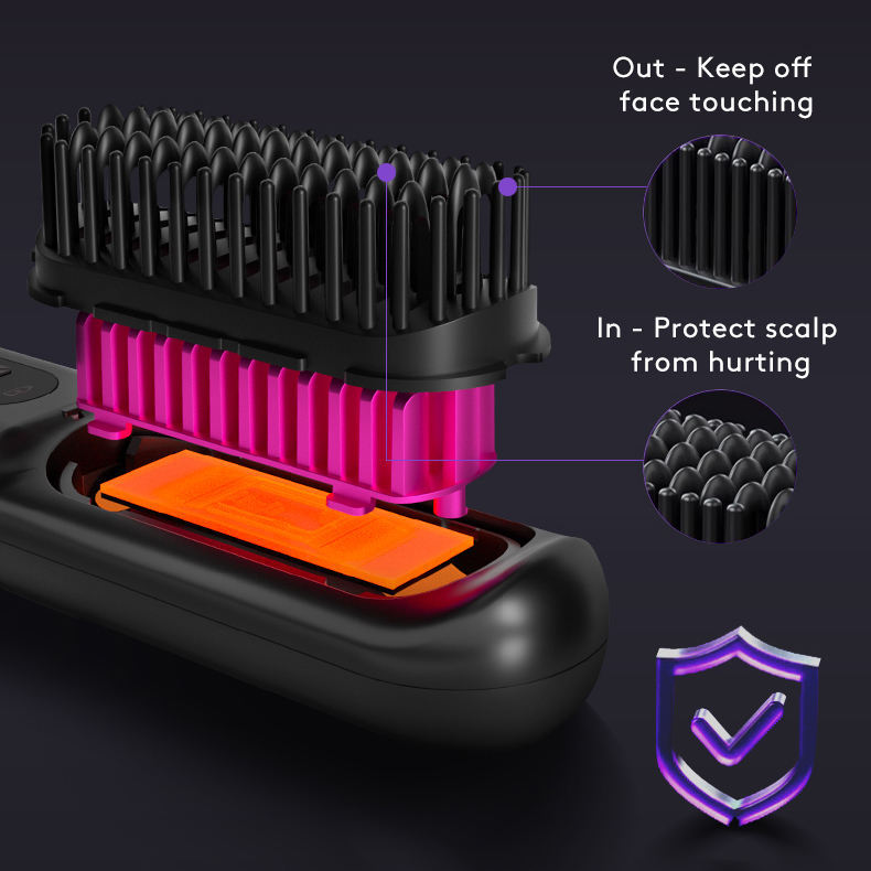 LS SHOP – Brosse Lissante et Boucleuse Sans Fil 2-en-1 | Chauffe Rapide, USB Portable