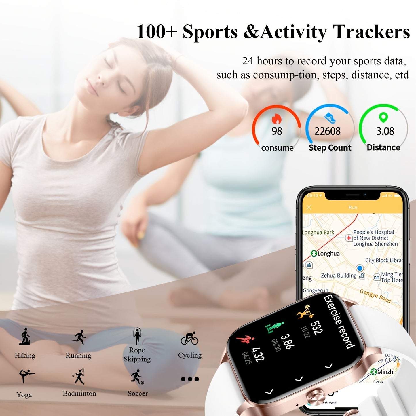 📱 LS Shop – Montre Connectée HD 1,85” 🕒 | Assistant Vocal IA 🎤, Appels & Messages 📩, Musique 🎵, Caméra à Distance 📸, Rappel Sédentarité ⏰ +100 Fonctions