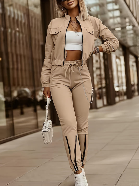 LS SHOP – Ensemble Décontracté Femme | Haut à Manches Longues et Pantalon en Polyester