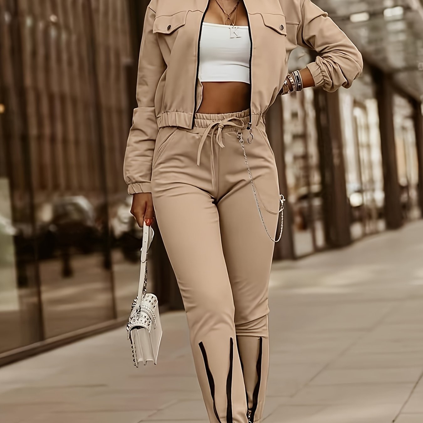 LS SHOP – Ensemble Décontracté Femme | Haut à Manches Longues et Pantalon en Polyester