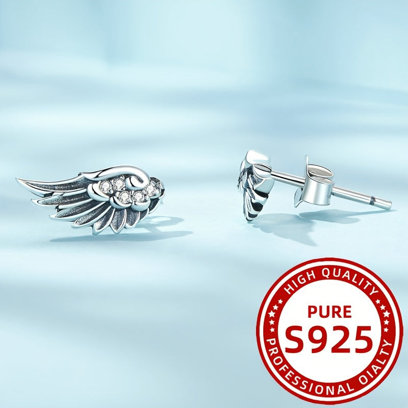 Boucles d’Oreilles Femme – Ailes d’Ange Argent 925 & Zircons Étincelants 👼✨