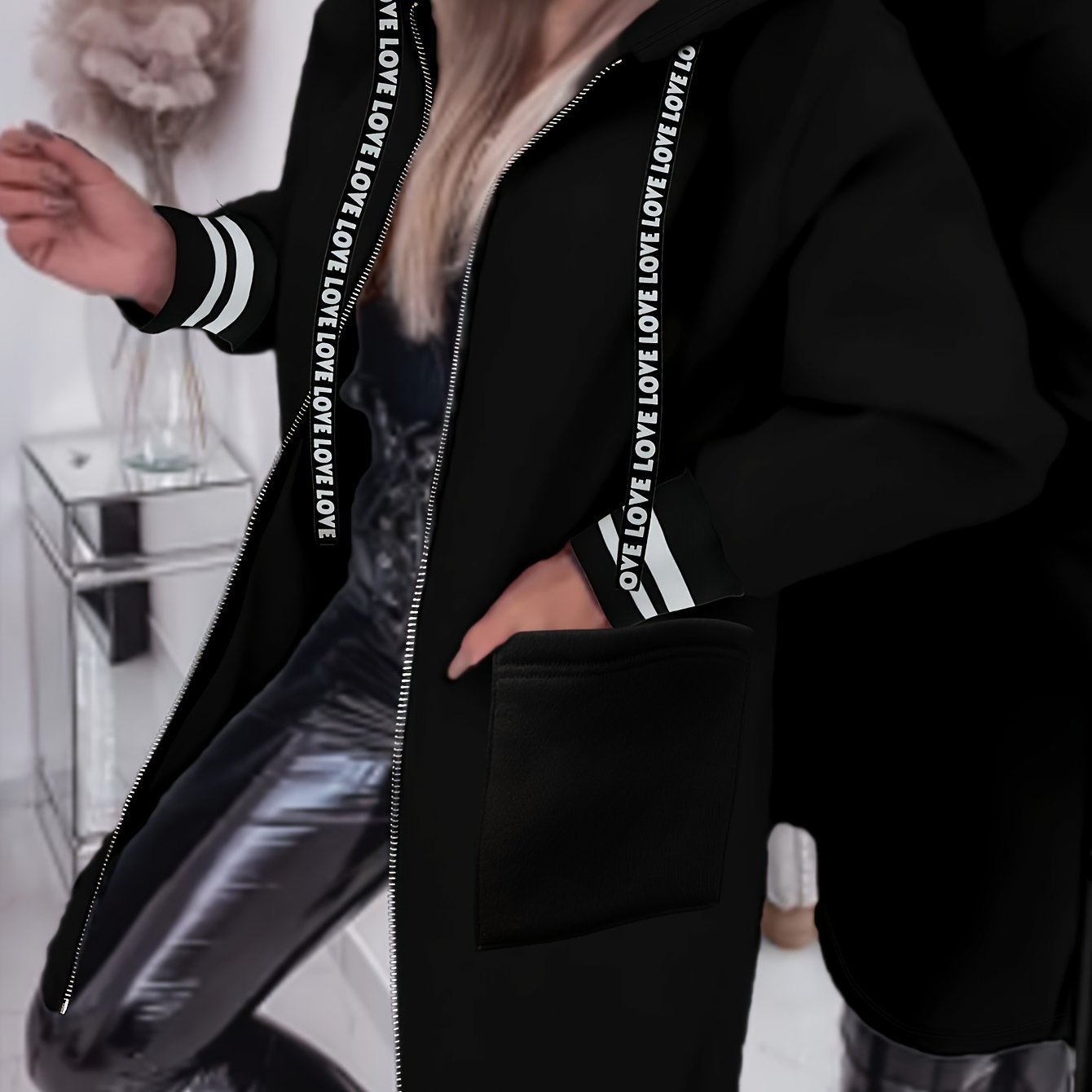 « LS-SHOP 🌿 Veste à Capuche Femme – Zip, Poches et Cordons | Casual Printemps/Automne | ls-shop-veste-capuche »