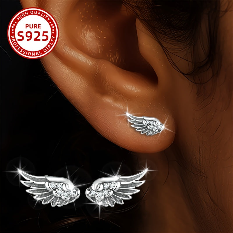 Boucles d’Oreilles Femme – Ailes d’Ange Argent 925 & Zircons Étincelants 👼✨