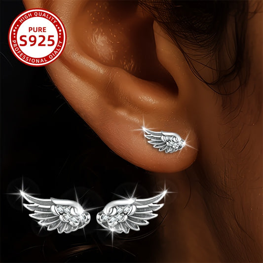 Boucles d’Oreilles Femme – Ailes d’Ange Argent 925 & Zircons Étincelants 👼✨