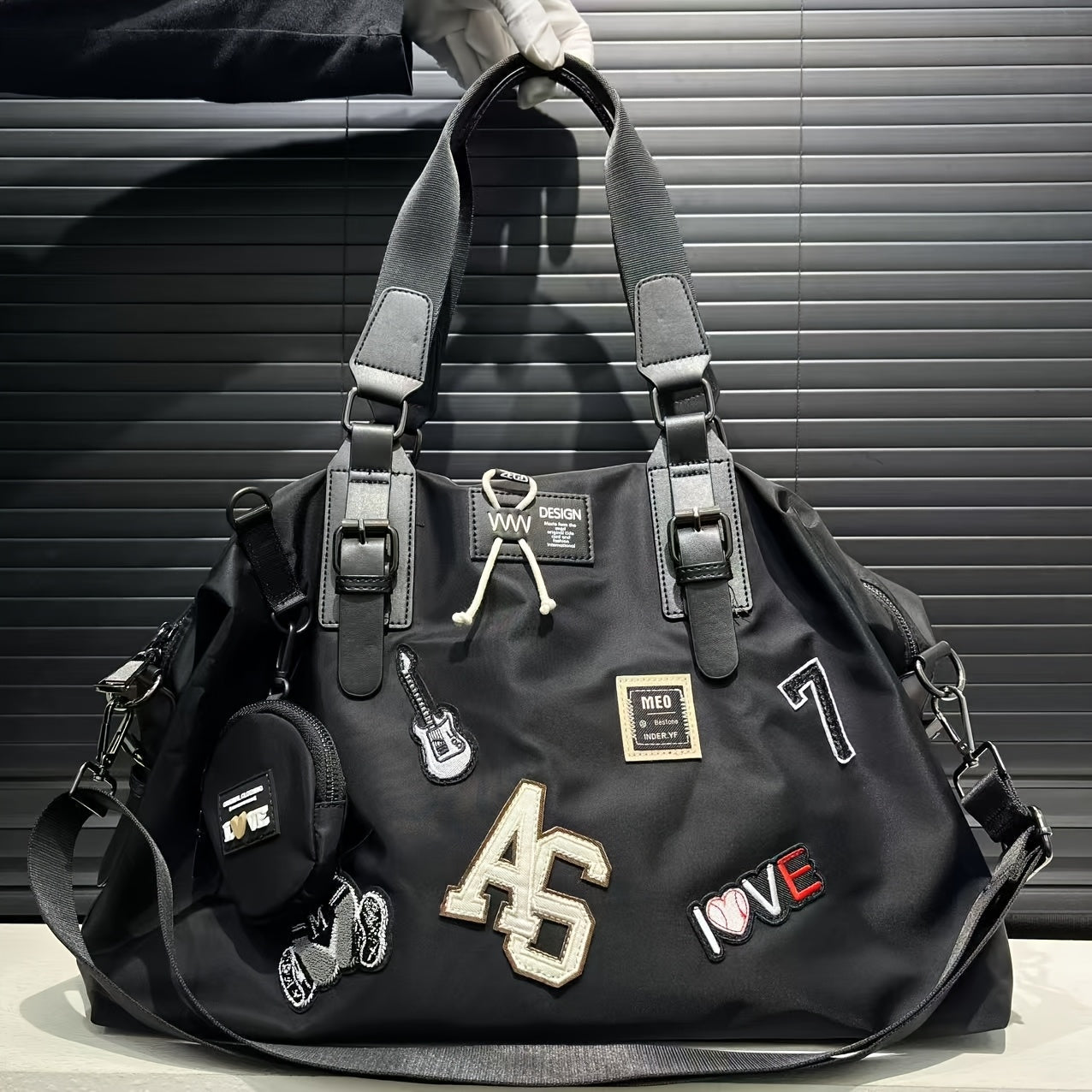 👜 LS SHOP – Sac Cabas XXL en Nylon Noir avec Teddy Bear – Tendance, Ultra-Pratique & Idéal Voyages ✨